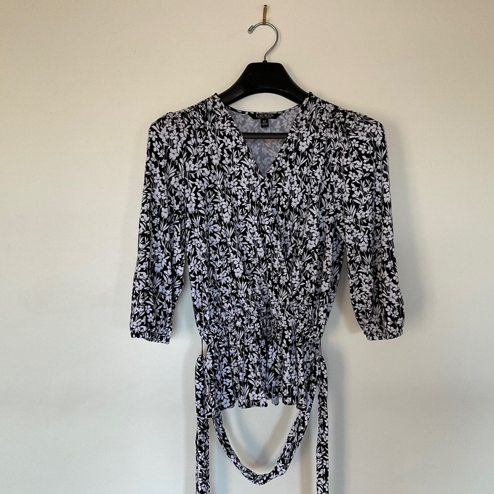 Ralph Lauren Shianeta Faux Wrap Floral Top